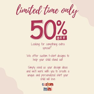 a pink background with the words, limited time only 50 % off looking for something
