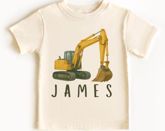 Personalized Excavator Kids T-Shirt: Custom Digger Birthday Outfit