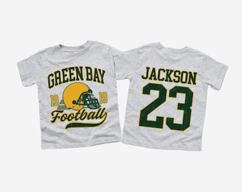 Green Bay Football Kids T-Shirt | Custom Name & Number Jersey | Toddler - Youth Game Day Tee