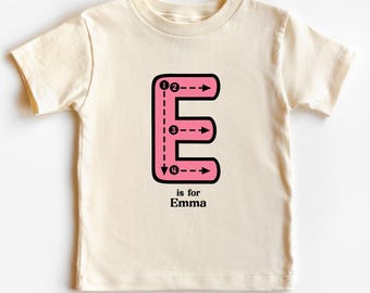 Personalized Alphabet Tracing Kids Shirt - Retro Custom Toddler Tee