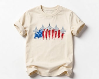 Fighter Jets American Flag Toddler Shirt 4th Of July Patriotic Military Tee USA Air Force Top Independence Day Veterans Holiday Gift