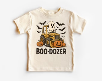 Boo Dozer Halloween Tractor T-Shirt: Kids Ghost Pumpkin Tee