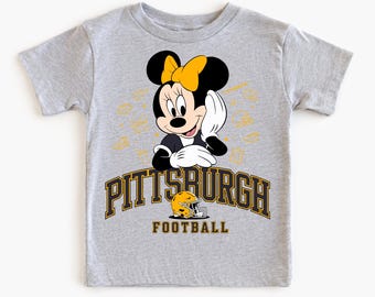 Pittsburgh Football Minnie T-Shirt, Kids Game Day Tee, Football Disney Shirt