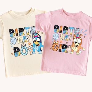 Birthday Boy Birthday Girl Blue Dog T-Shirt – Cute Bingo-Inspired Party Tee, Unisex Kids Birthday Shirt, Soft & Fun Toddler Youth Outfit