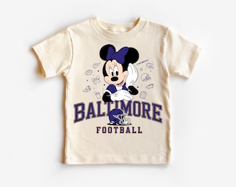 Baltimore Football Minnie T-Shirt, Kids Game Day Tee, Disney Football Shirt