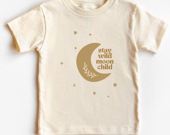 Stay Wild Moon Child Shirt, Kids Graphic Tees, Stay Wild Kids Shirt, Moon Child Kids Tee,Astronaut Kids Gift by Kidztee