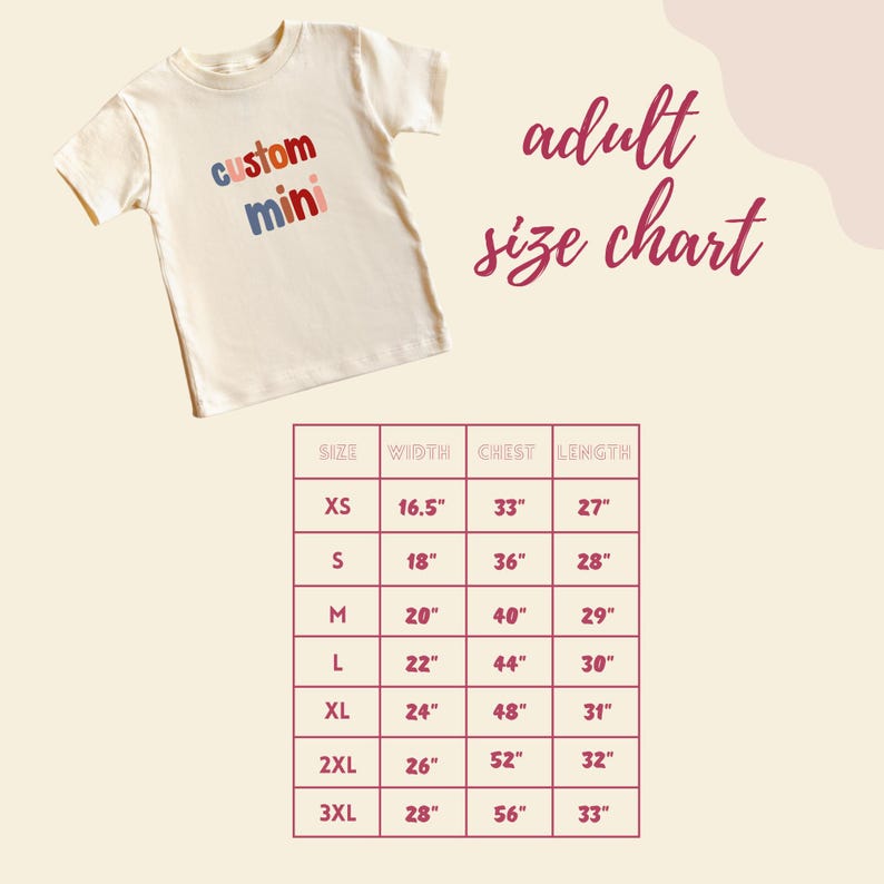 a t - shirt with the measurements for a child's size chart