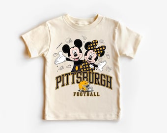 Pittsburgh Football Kids T-Shirt – Cute Mickey Minnie Style Game Day Tee – Toddler & Youth Shirt