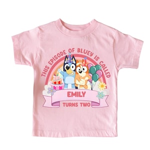 Personalized Blue Dog Birthday Girl Shirt – Custom Name & Age Tee for Girls