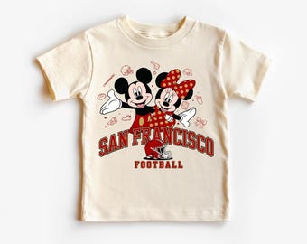 San Francisco Football Kids T-Shirt – Cute Mickey Minnie Style 49ers Game Day Tee – Toddler & Youth Shirt