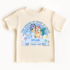 Personalized Blue Dog Birthday Boy Shirt – Custom Name & Age Tee for Boys, Blue Puppy Party Shirt, Kids Birthday Outfit