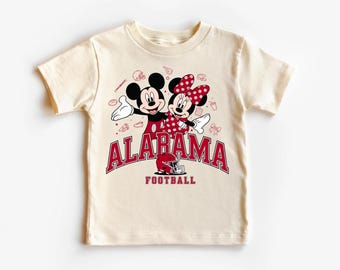 Alabama Football Kids T-Shirt – Cute Mickey  Minnie Style Game Day Tee – Toddler & Youth Shirt