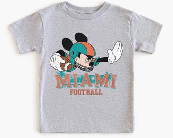 Miami Football Mickey Kids T-Shirt – Game Day Graphic Tee for Toddlers & Youth