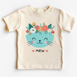 Mew Toddler Shirts , Gift For Kids , Floral Cat Lovers Shirts ,Cat Graphic Tee For Kids ,Cat Mew Shirts by Kidztee