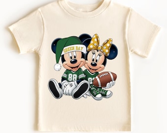 Green Bay Football Mickey Minnie Kids T-Shirt & Sweatshirt, Green Game Day Tee, Toddler Green bay Tee