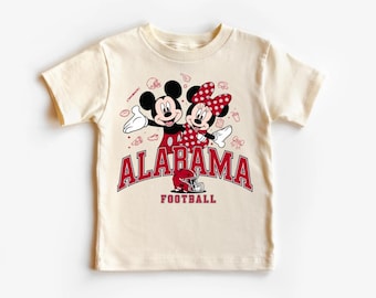 Alabama Football Kids T-Shirt – Cute Mickey  Minnie Style Game Day Tee – Toddler & Youth Shirt