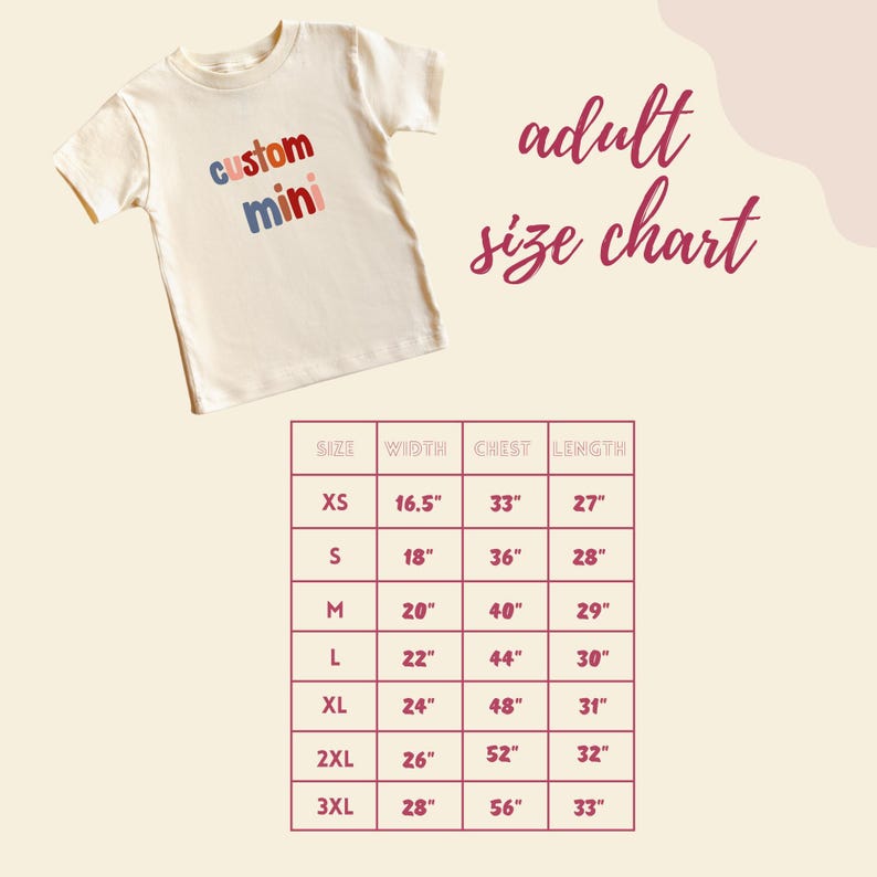 a t - shirt with the measurements for a child's size chart