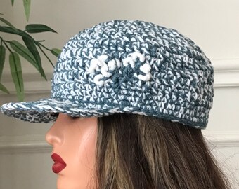 Chunky Crochet baseball cap , crochet baseball hat , crochet baseball cap with brim A 78