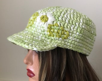 Chunky Crochet baseball cap , crochet baseball hat , crochet baseball cap with brim A 97