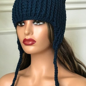 Crochet cat hat ear flaps, cat cap, spring hat, winter hat, for girls, women. A 67