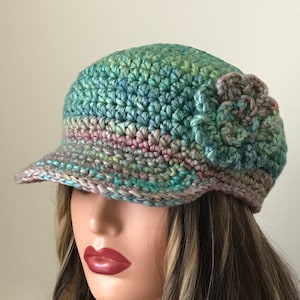 Chunky Crochet baseball cap , crochet baseball hat , crochet baseball cap with brim A 91