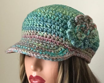 Chunky Crochet baseball cap , crochet baseball hat , crochet baseball cap with brim A 91