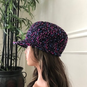 Chunky Crochet baseball cap , crochet baseball hat , crochet baseball cap with brim A4