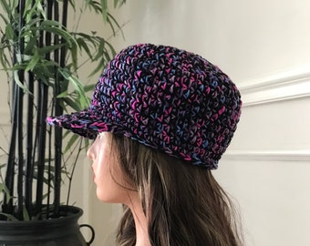 Chunky Crochet baseball cap , crochet baseball hat , crochet baseball cap with brim A4