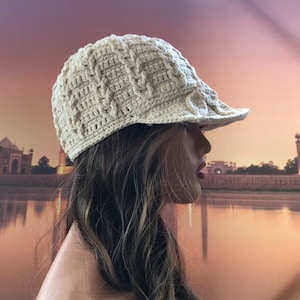 Crochet baseball cap, crochet baseball hat, crochet baseball cap with brim A2