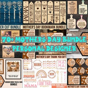 Mothers Day Bundle Laser cut files, 70+ Mothers Day Designs included versions, Gift for Mom,Mothers Day Gifts svg, Glowforge svg files dxf