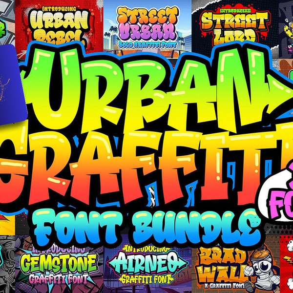 31 Graffiti Font Bundle, Graffiti Font, Graffiti Designs, POD Designs, Street Font, Font Download, Fonts for Clothing Brand, Urban Graffiti