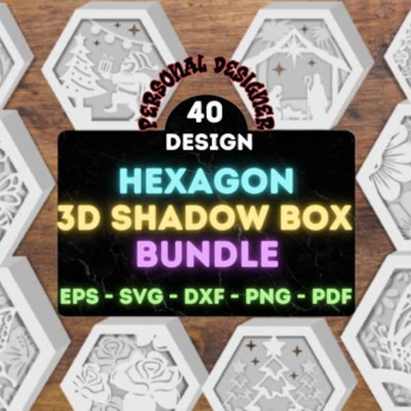 Hexagon Shadow Box Template, svg, DIY, light box frame blank template, honeycomb, 3D layered, printable, Instant download Digital Shadow Box