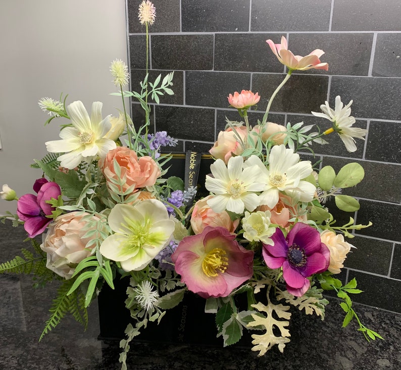 Silk Fake Flower Arrangement in a Vase Real Touch Flowers Etsy