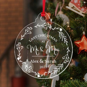 Personalised Wedding Bauble Custom Last Xmas As Mr & Miss Ornament Christmas Keepsake Gift image 4