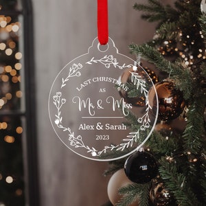 Personalised Wedding Bauble Custom Last Xmas As Mr & Miss Ornament Christmas Keepsake Gift image 8