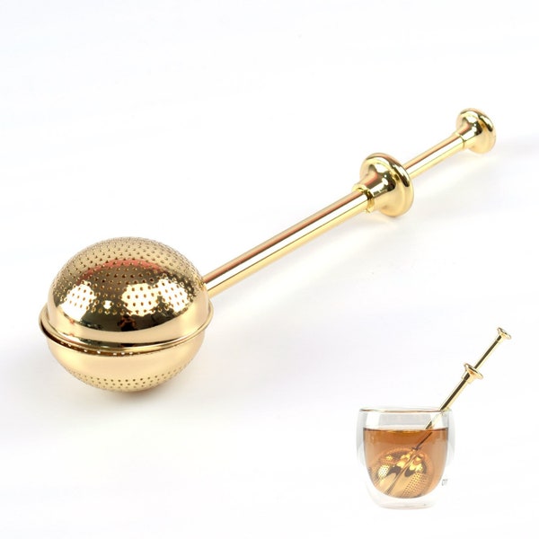 Loose Leaf Tea Steeper, Gold Stainless Steel Tea Strainers for Loose Tea, Herbal & Spice Mixer (Gold)