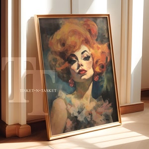 Redhead Woman Oil Painting, Vintage Style Portrait | Digital Download Printable Wall Art