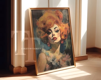 Redhead Woman Oil Painting, Vintage Style Portrait | Digital Download Printable Wall Art