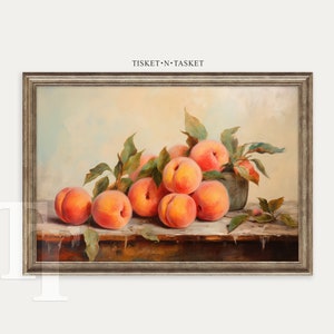Still Life Oil Painting of Peaches Vintage Style Digital Download Printable Kitchen Wall Art image 4