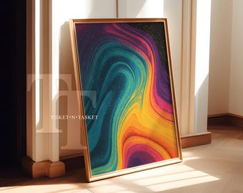 Rainbow Psychedelic Colorful Abstract Print: Printable Wall Art (Digital Download)