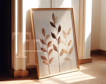 Simple Neutral Botanical Watercolor Print: Printable Wall Art (Digital Download)