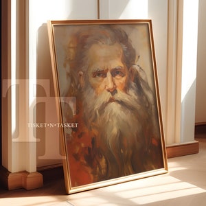 Portrait de style vintage homme barbu | Art mural vertical imprimable en téléchargement numérique