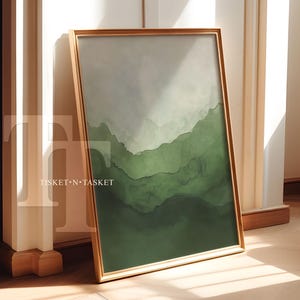 Green Watercolour Abstract Vertical Painting | Elegant Digital Download Printable Wall Art