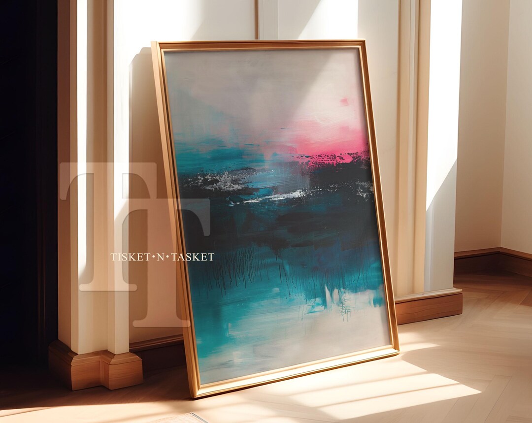 Abstract Pink & Blue Simple Painting Print: Printable Wall Art (digital ...
