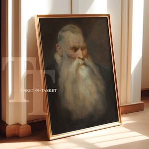 Portrait d&#39;homme barbu vintage, peinture à l&#39;huile d&#39;Anthony van Dyck, art mural imprimable en téléchargement numérique