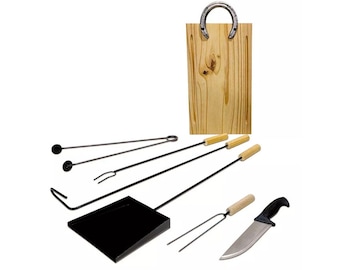 Grill Kit Tools for Embers + Board and Knife Barbecue Pampa Gaucha Argentine Roast