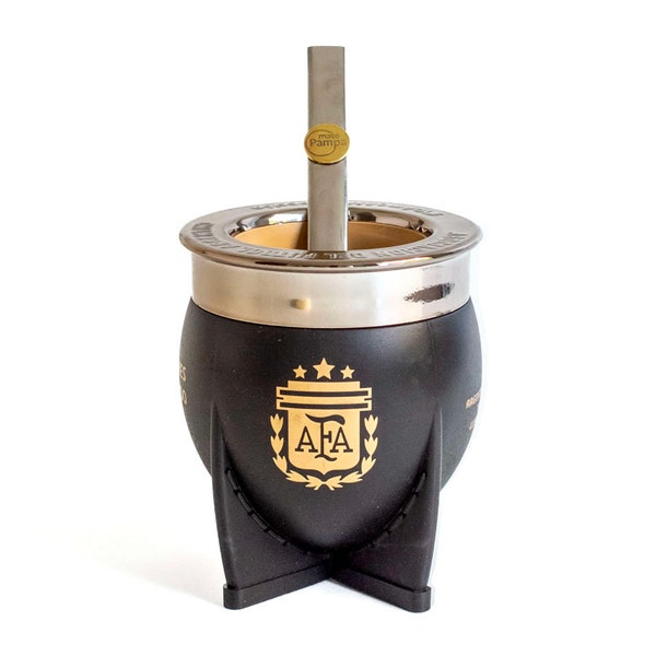 Mate Pampa Negro Afa Campeon del Mundo Argentina Taza Calbaza Yerba Mate