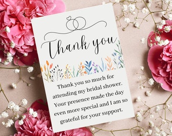 Bridal shower thank you cards, thank you card, printable thank you, greeting card, digital download, thank you card digital download