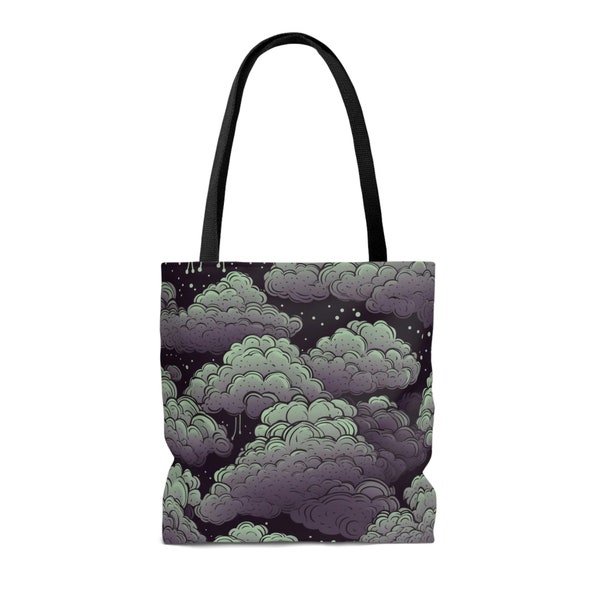 Cloudy Night Sky Tote Bag, Cloud Bag, Book bag, Weather Tote, Stormy Sky Satchel, Shoulder Bag, Night Sky Purse