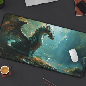 Dragon Mystical Desk Mat, magical mouse pad, Desk pad fantasy, sci-fi desk accessories, legend fantasy, science fiction, dragons home office